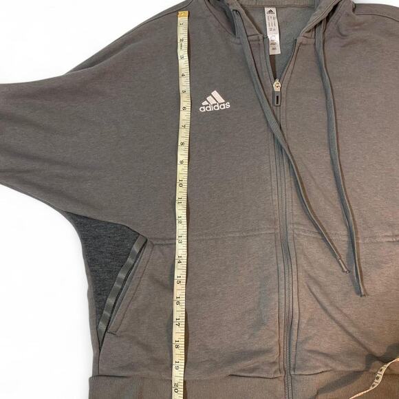 Adidas Grey Zip Up Hoodie Size Medium - Picture 6 of 7